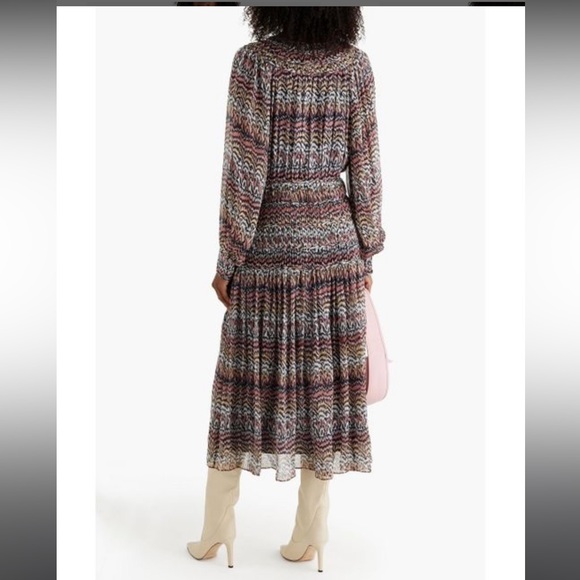 Joie Women's Pink Athal Tiered Printed Silk-georgette Midi Dress - Picture 5 of 5